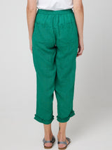 RUFFLE CAPRI LINEN PANT