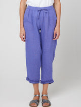 RUFFLE CAPRI LINEN PANT