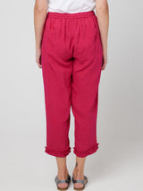 RUFFLE CAPRI LINEN PANT