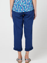 RUFFLE CAPRI LINEN PANT
